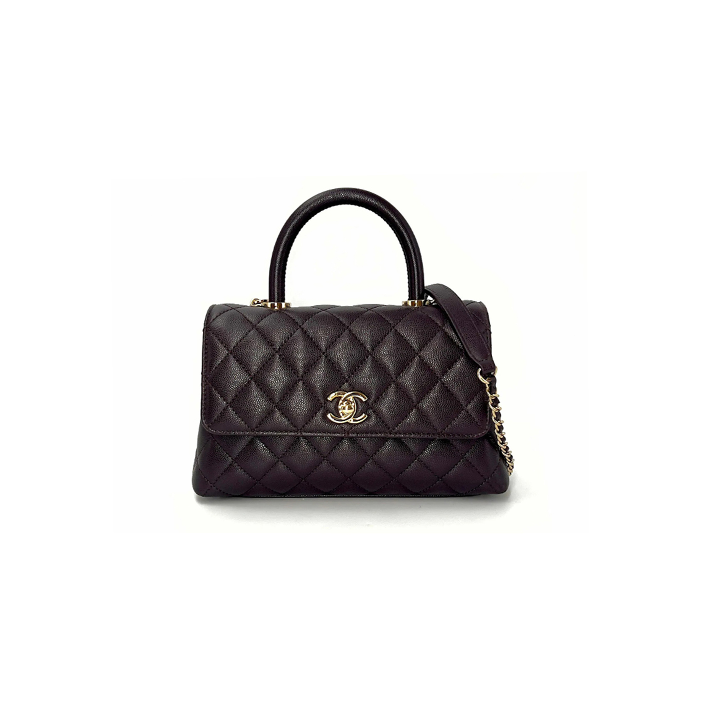 CHANEL MASTER QUILTED CAVIAR SMALL COCO TOP HANDLE BAG AS92990 (24*14*10cm)